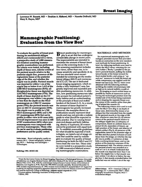 Mammography Positioning: Evaluation from the View Box – Mammography ...