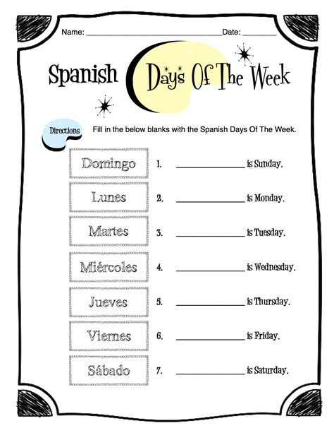 Spanish Days of the Week Worksheet Packet | Made By Teachers