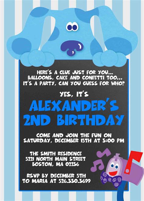 Blue's Clues Birthday Party Invitation: Personalized, Chalkboard ...