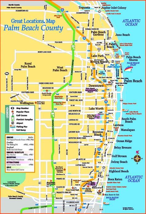 Palm Beach county tourist map | West palm beach map, Palm beach county ...