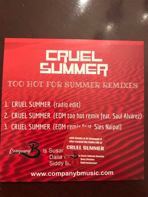 Cruel Summer CD Album | website