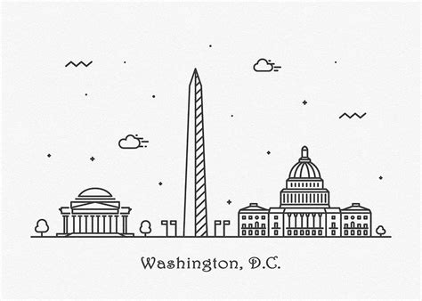 Washington, D.C. Cityscape Travel Poster Drawing by Inspirowl Design ...