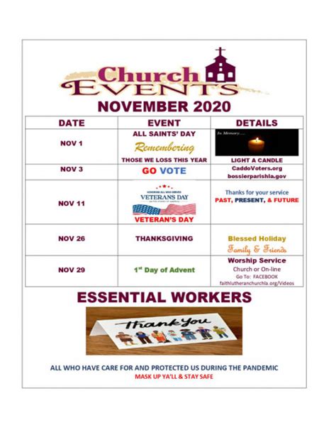 Calendar of Church Events: Shreveport, LA | Faith Lutheran Church