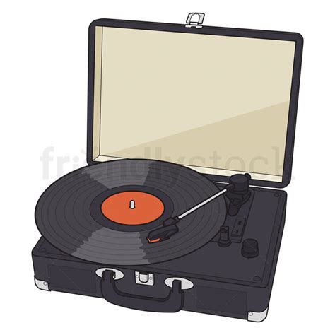 Cartoon Vinyl Record Player Vector Clip Art Illustration - FriendlyStock