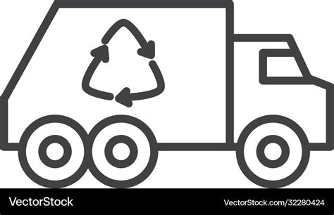 Recycling truck icon line style Royalty Free Vector Image