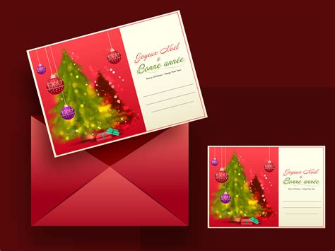 Merry Christmas and Happy New Year Greeting Cards In French Language ...