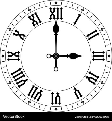 Clock black clock face with roman numerals Vector Image