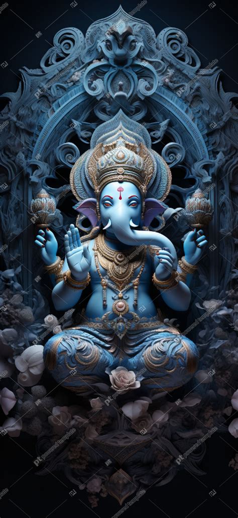 Ganesha Prayer Delicate Paper Sculpture Dark Wallpaper | AI Image ...