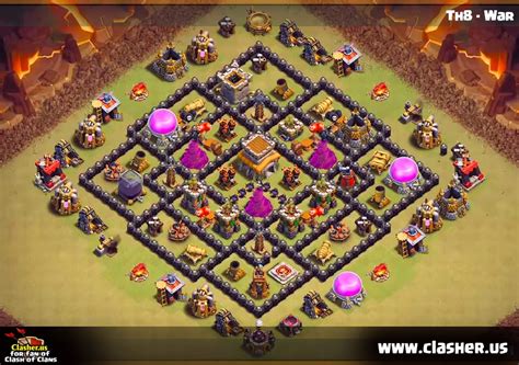 Town Hall 8 - WAR Base Map #32 - Clash of Clans | Clasher.us