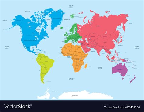 Political Map Of The Continents Of The World - Davida Francoise