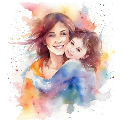 Premium AI Image | Colorful watercolor painting of a mother with her child