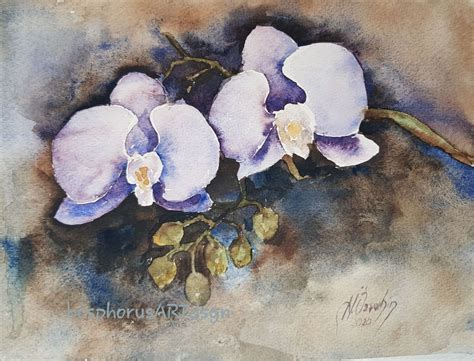 Orchid Watercolor Painting, Watercolor Floral Artwork, Watercolor ...