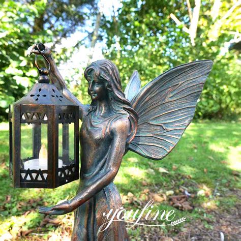 Exquisite Bronze Elf Garden Statues With Lantern - YouFine Art Sculpture