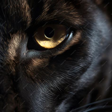 Premium Photo | Black panther's eyes close up