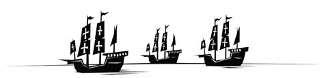 Nina, Pinta, and Santa Maria (Black and White) | ClipArt ETC