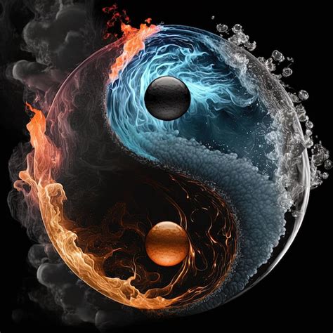 Premium Photo | Yin and Yang made of fire and water. Symbol of harmony