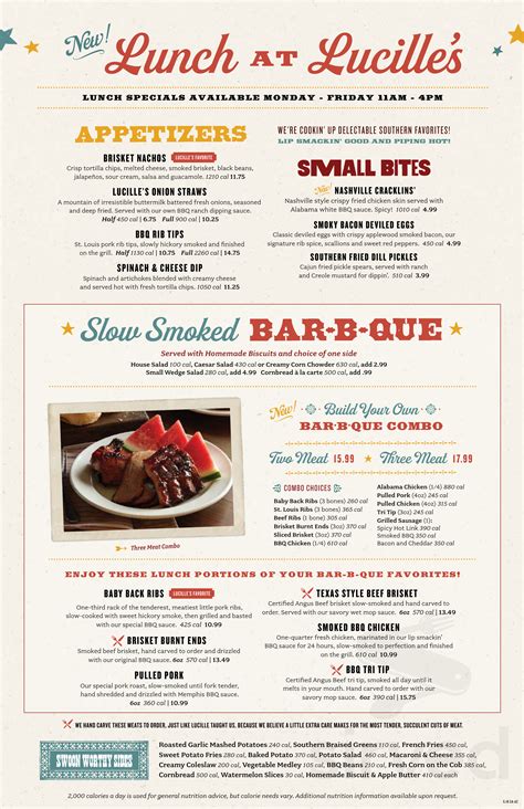 Lucille's Smokehouse Bar-B-Que menu in Tustin, California