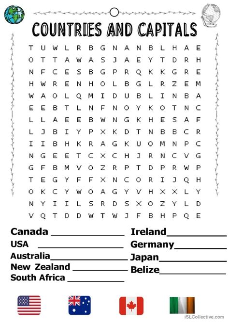 Countries and Capitals: English ESL worksheets pdf & doc