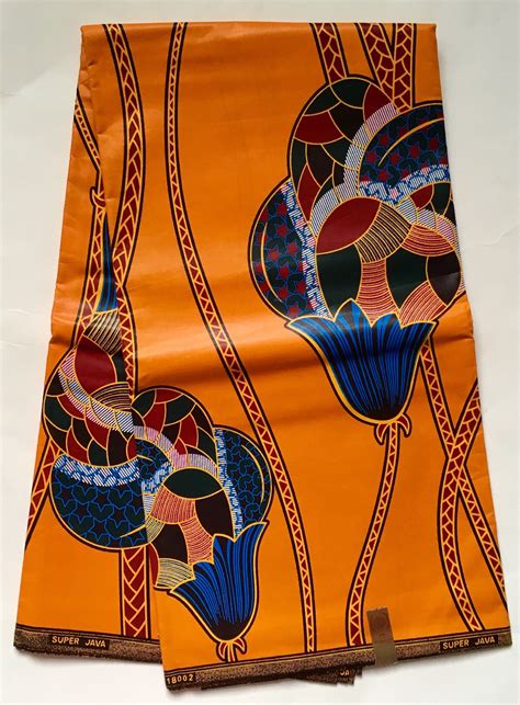 African Print Fabric/ Ankara Orange Blue Dark Red | Etsy | African ...