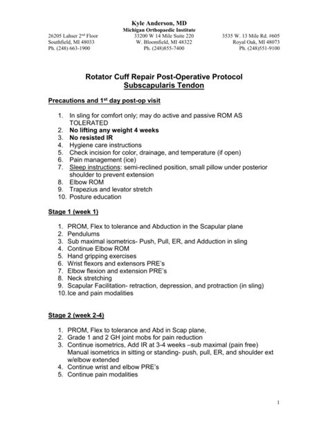 Rotator Cuff Repair Surgical Protocol