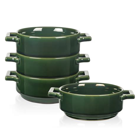 Vicrays Ceramic Soup Bowls with Handles, 24 Oz Porcelain Soup Crocks ...