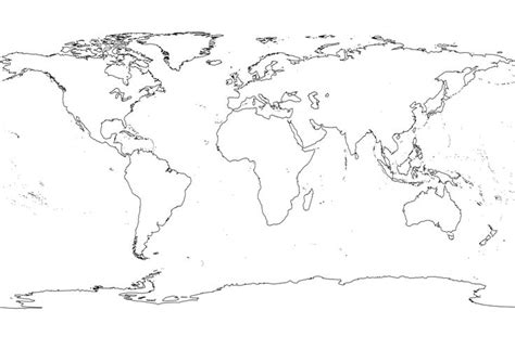 Black and White World Map Outline | World map outline, World map ...