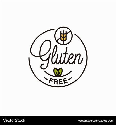 Gluten free logo round linear wheat Royalty Free Vector