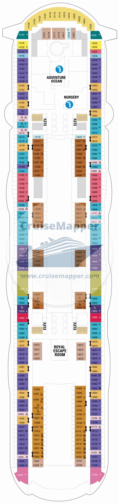 Oasis Of The Seas deck 14 plan | CruiseMapper