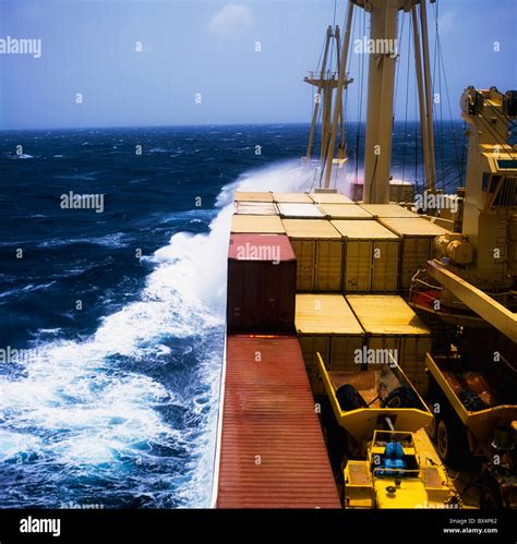 Shipping, Container Ship In Storm Stock Photo - Alamy