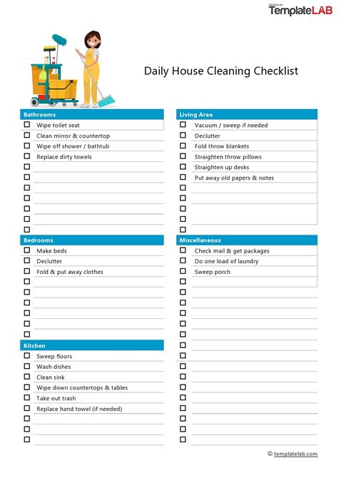 40 Printable House Cleaning Checklist Templates ᐅ TemplateLab