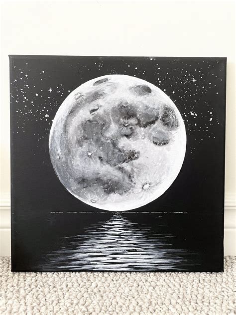 How To Paint The Moon For Beginners (Realistic Full Moon with Acrylics ...