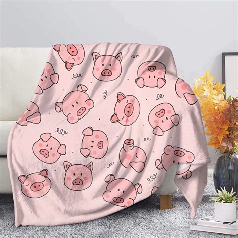 STUOARTE Cute Kids Blanket for Girls/Boys, Pink Piggy Printed Blankets ...