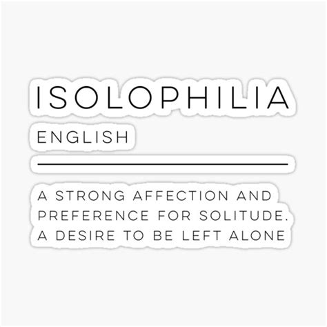 "Isolophilia Definition" Sticker for Sale by wisemagpie | Redbubble