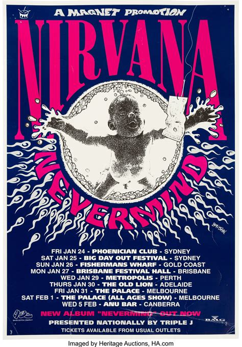 Nirvana Australian Tour Concert Poster (1992). Rare.... Music | Lot ...