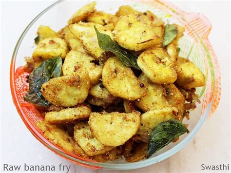 Raw Banana Fry (Aratikaya Fry) - Swasthi's Recipes