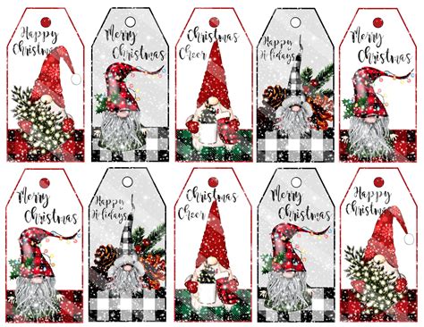 Christmas Tags Printable, Christmas Gnomes, Gift Tags, Digital Download ...