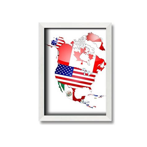 Williston Forge North America Flag Map - Single Picture Frame Art ...