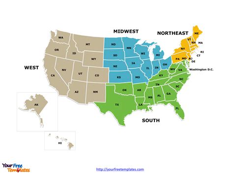 Download Map Of Usa 4 Regions Free Vector - Www