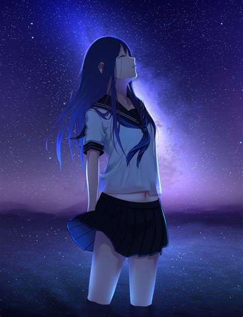 Anime Girl Night Sky Wallpapers - Wallpaper Cave