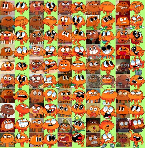 an image of many orange cartoon characters with big eyes and mouths ...