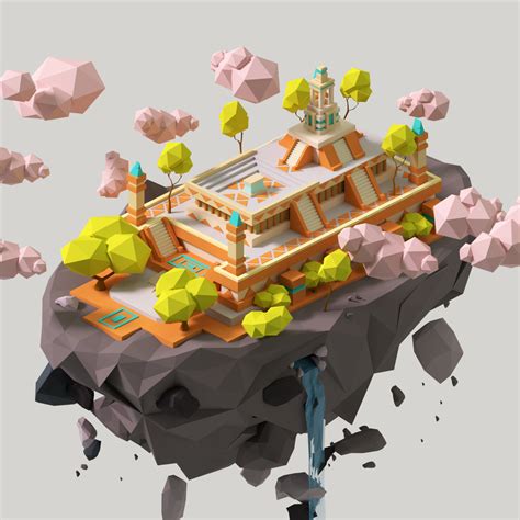 Check out this @Behance project: "Isometric Temple"… | Low poly art ...