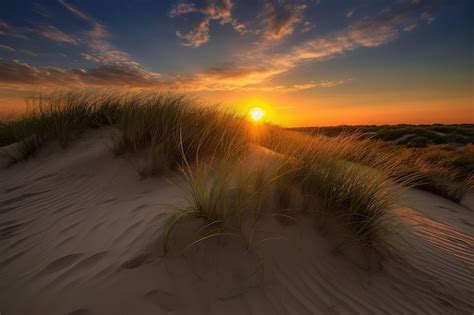 Premium AI Image | Sunset at the dune beach