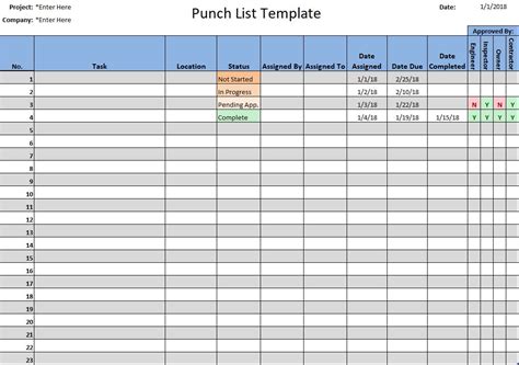 Punch List Template | Construction Logs