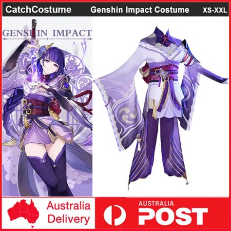 GENSHIN IMPACT RAIDEN Shogun Cosplay Costume Uniform Halloween Book ...