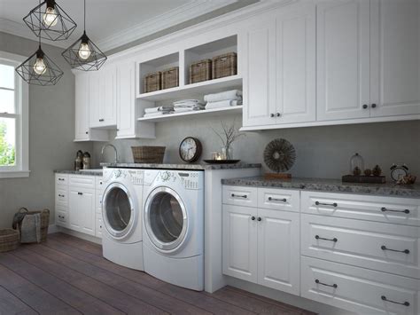 Dakota White Pre-Assembled Laundry Room Cabinets - The RTA Store