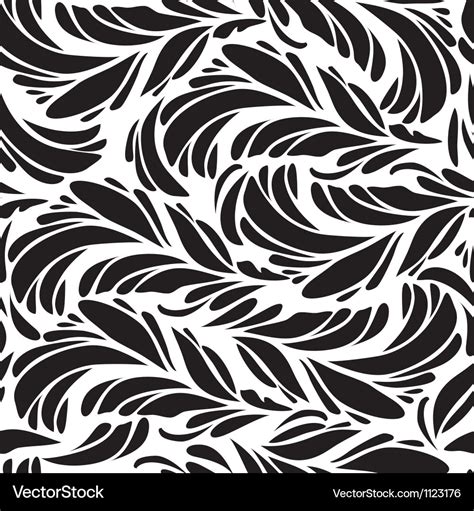 Seamless doodle black peacock feathers pattern Vector Image