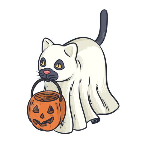 Cartoon Ghost Cat Halloween, Cat Clipart, Halloween Clipart, Ghost ...