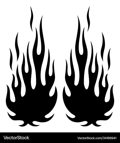 Tribal flames silhouette art isolated on white Vector Image