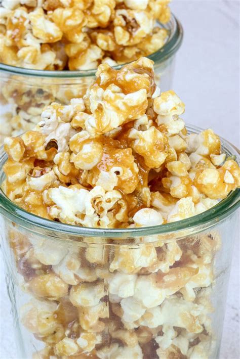 Easy Microwave Caramel Corn | Baked Bree