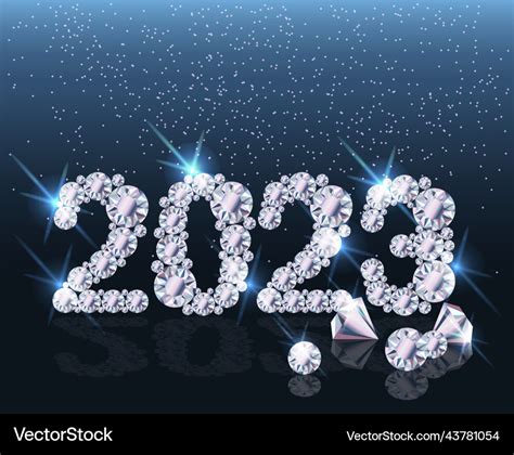 Diamond happy new 2023 year card Royalty Free Vector Image